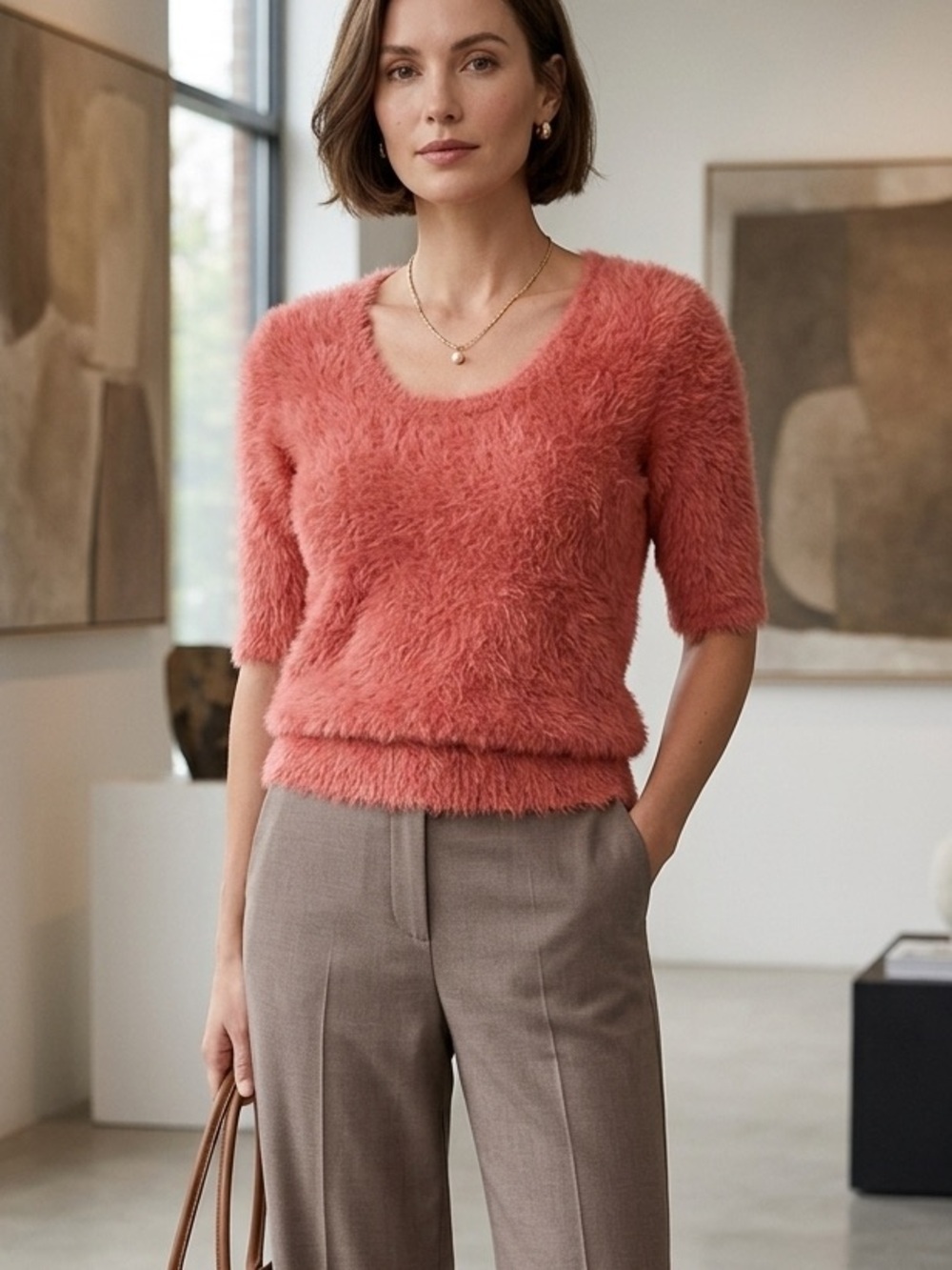 Anthropologie Knitted & Knotted Isola fuzzy furry pinup sweater clueless Y2K